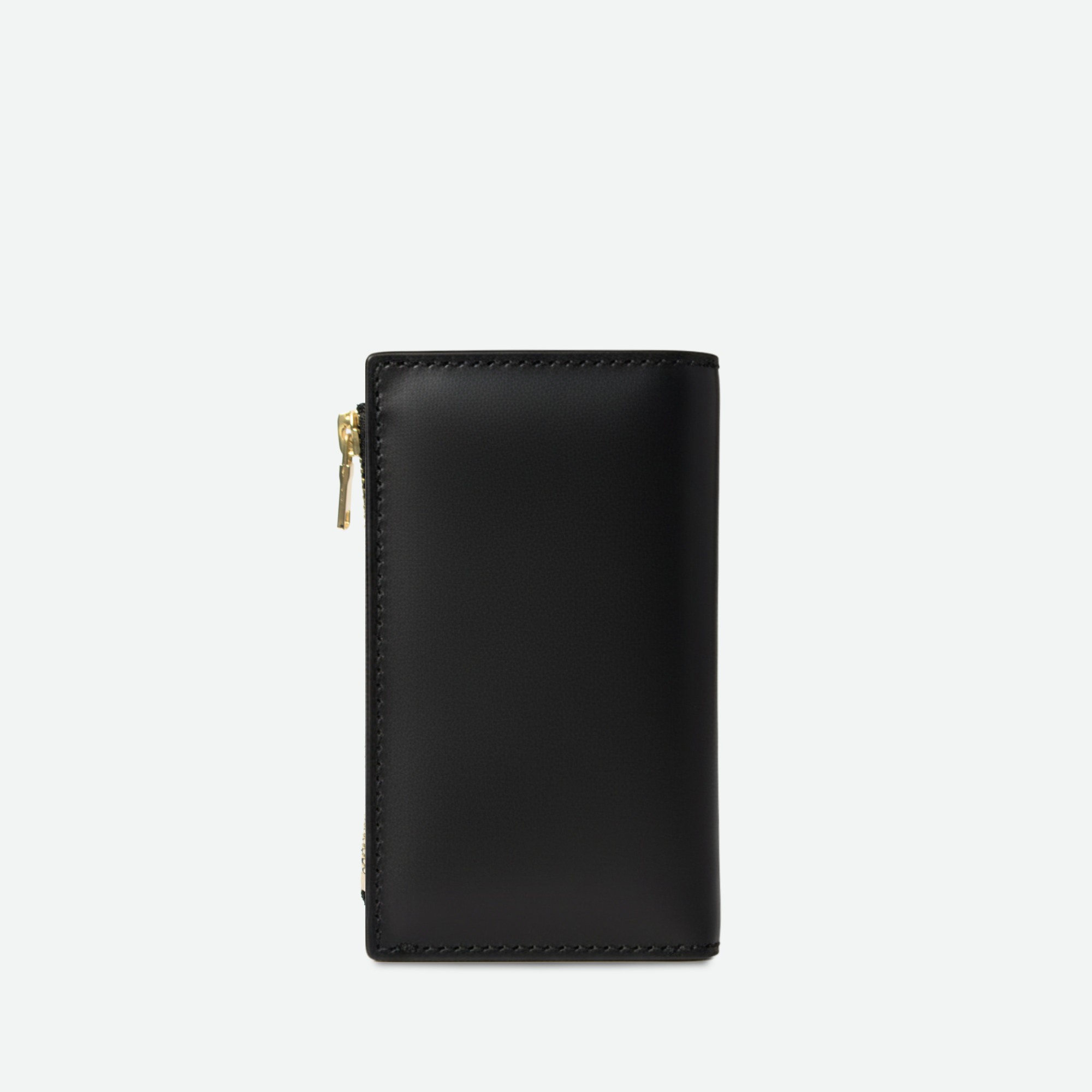 Bagside af håndlavet sort læder pung og kortholder til kvinder – 2 fløjet kortholder pung.