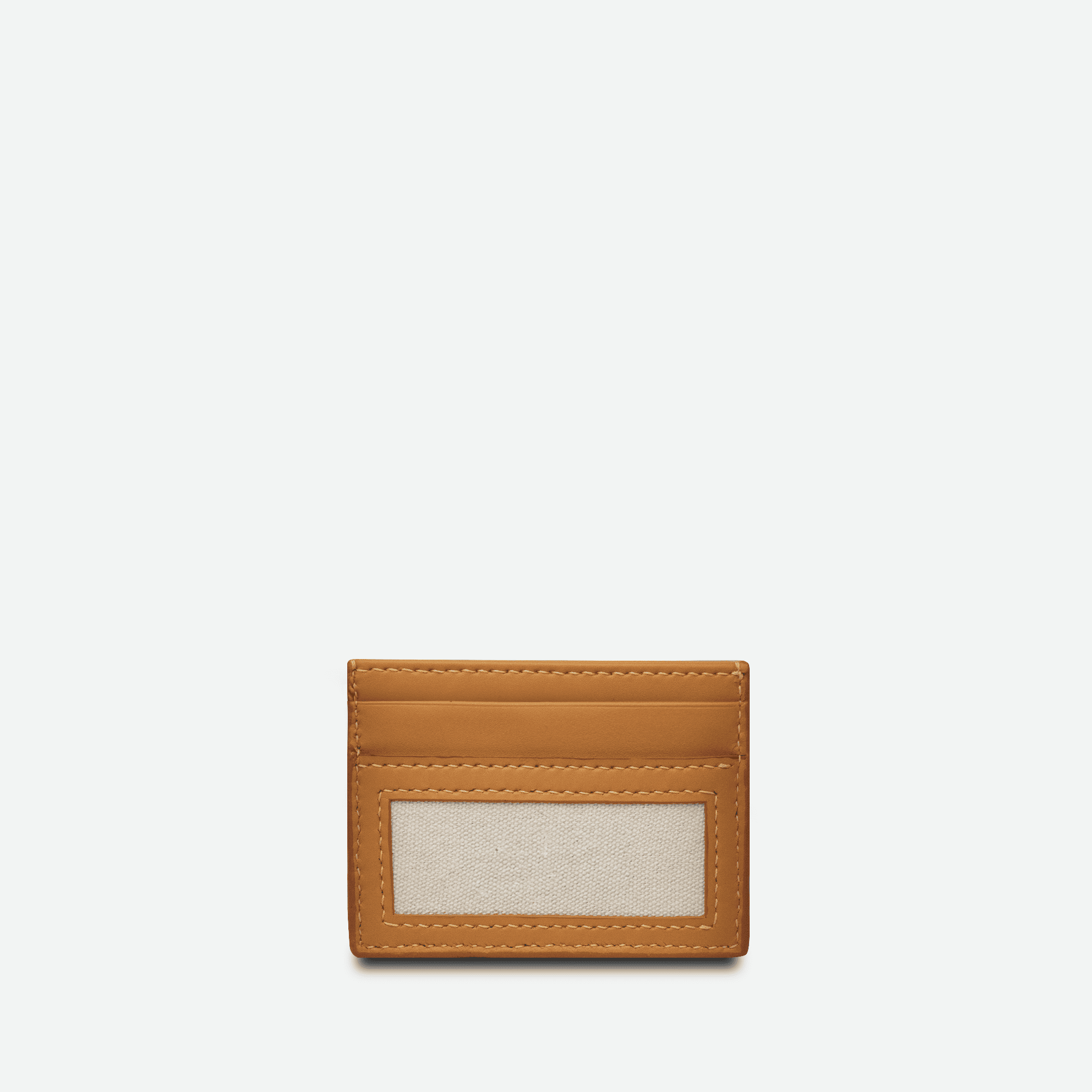 Bagside af kortholder læder cognac til kvinder, minimalistisk design
